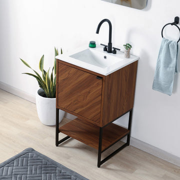 Juhl Chevron-Front Modern Minimalist 2-Shelf Bath Vanity Cabinet Only (Sink Basin Not Included) - JONATHAN Y